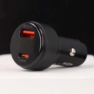 Blavec Autós töltő BS-04B-C Volt - USB + Type C - QC 3.0 18W PD 30W Type C to Type C kábellel (CCBS04BCV-UCB) fekete-4