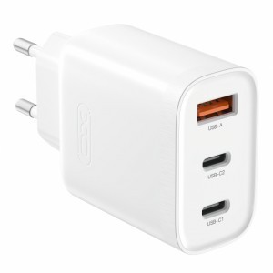 Töltő XO DESIGN L117, 45W, 3A, 1 x USB-A - 2 x USB-C, Fehér-0