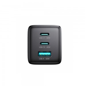Hálózati töltő Joyroom JR-TG10 65 W GaN 2x USB-C + USB-A kábellel 100 W USB-C - USB-C 1,2 m - fekete-8
