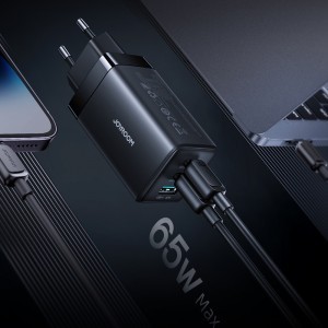 Hálózati töltő Joyroom JR-TG10 65 W GaN 2x USB-C + USB-A kábellel 100 W USB-C - USB-C 1,2 m - fekete-2