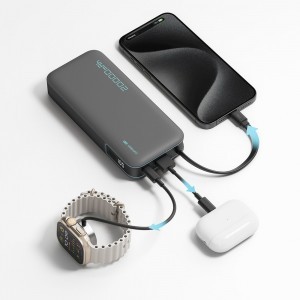 Cuktech CUKP200NGLLG 55W 20000mAh Powerbank beépített USB-C kábellel - Fehér-3