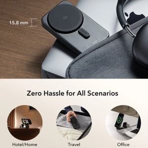 ESR - CryoBoost 3in1 Töltőállomás (2C569A) - Apple Eszközökhöz, 50W Adapterrel, Összehajtható, Gyors Töltés, Qi2, 35W - Fekete-3