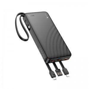 Hoco J146 Powerbank 10000 mAh 2A négy beépített kábellel USB-A + USB-C + Lightning + Micro USB fekete