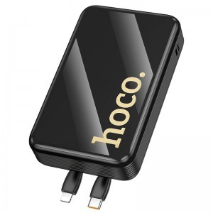 Hoco Q37A 20000 mAh QC PD 22,5W beépített USB-C + Lightning kábelekkel powerbank fekete-4