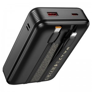 Hoco Q37A 20000 mAh QC PD 22,5W beépített USB-C + Lightning kábelekkel powerbank fekete-5