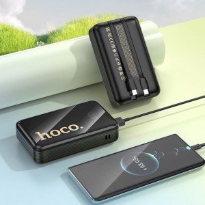 Hoco Q37A 20000 mAh QC PD 22,5W beépített USB-C + Lightning kábelekkel powerbank fekete-7