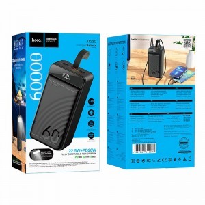 Hoco J123C 60000 mAh QC PD 3A 22,5W powerbank fekete-8