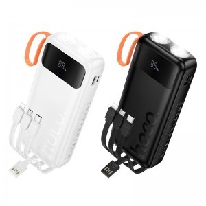 Hoco J151A 20000 mAh 2A powerbank beépített USB-A + USB-C + Lightning + Micro USB kábelekkel és dupla lámpával, fekete-3