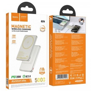 MagSafe kompatibilis Hoco Q26 5000 mAh QC PD 2A 20W powerbank narancssárga-3