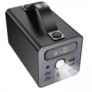 Hoco 60000 mAh QC PD 3A 22,5W DC12V beépített lámpával J138 fekete Powerbank-2