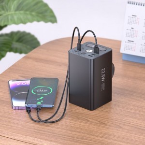 Hoco 60000 mAh QC PD 3A 22,5W DC12V beépített lámpával J138 fekete Powerbank-6
