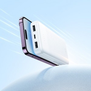 Hoco J163 10000 mAh 2A powerbank négy beépített kábellel USB-A + USB-C + Lightning + Micro USB fehér-3