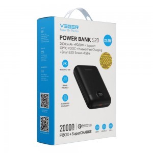 Veger S20 (W2081) PD QC3.0 2A 22,5W 20000 mAh fekete-7