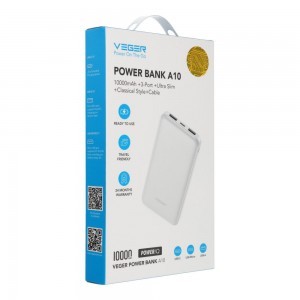 Veger A10 (W1065) 2A 10000 mAh fehér-2