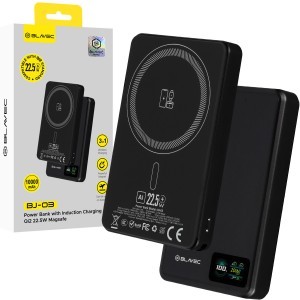 Blavec Power Bank 10000mAh BJ-03 Slim 13,5mm - Type C - 22,5W mágneses Magsafe 3 az 1-ben (PBBJ03-MC10B) fekete alumínium