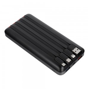 Charmast W2089 PD3.0 3A 22,5W 20000 mAh powerbank beépített USB-A / USB-C / Lightning / Micro USB kábelekkel fekete-1