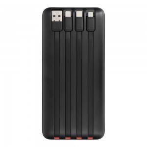 Charmast W2089 PD3.0 3A 22,5W 20000 mAh powerbank beépített USB-A / USB-C / Lightning / Micro USB kábelekkel fekete-2