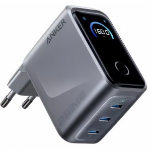 Anker Prime fali töltő, 160W, 5.36A, 3 x USB-C, Szürke A2687341
