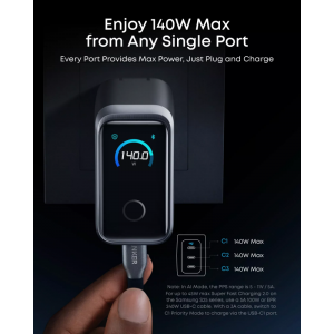 Anker Prime fali töltő, 160W, 5.36A, 3 x USB-C, Szürke A2687341-3