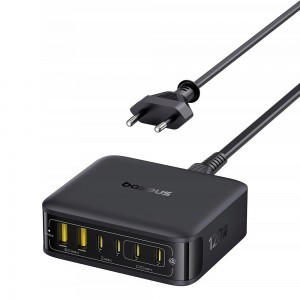 Baseus Fali töltő EnerFill FH21 (E0120T00) - 4x Type-C, 2x USB, 120W, GaN technológia, 1.5m - Fekete