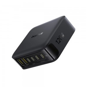 Baseus Fali töltő EnerFill FH21 (E0120T00) - 4x Type-C, 2x USB, 120W, GaN technológia, 1.5m - Fekete-1