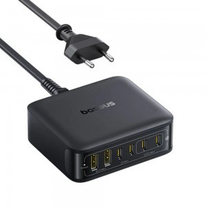 Baseus Fali töltő EnerFill FH21 (E0120T00) - 4x Type-C, 2x USB, 120W, GaN technológia, 1.5m - Fekete-2