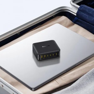 Baseus Fali töltő EnerFill FH21 (E0120T00) - 4x Type-C, 2x USB, 120W, GaN technológia, 1.5m - Fekete-3