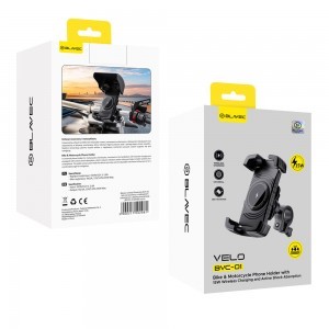 Blavec BVC-01 Velo kerékpáros/motoros mobiltelefon tartó indukciós töltéssel és rázkódás csillapítással (BVC01-ICSAHB) fekete-12