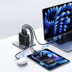 Baseus - EnerFill FH11 (E0121J00) - 3x USB-C, 1x USB-A, 140W, GaN Technológia, Gyors Töltés - Kozmikus Fekete-2