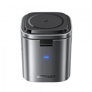 Asztali Töltőállomás Acefast Z9 QI 6in1, 80W, 1 x USB-A - 1 x USB-C, USB-C kábellel, Fekete Magsafe-1