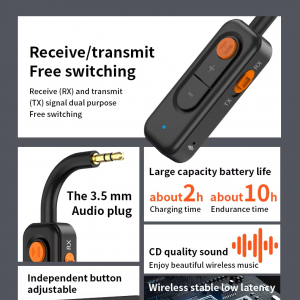 M1 AUX Bluetooth 5.4 vezeték nélküli zeneadapter 3.5mm AUX adapter-5