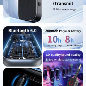 M2 2 az 1-ben Bluetooth 6.0 audio adapter vevő és adó autóhoz, TV-hez és fejhallgatóhoz-4