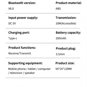 M2 2 az 1-ben Bluetooth 6.0 audio adapter vevő és adó autóhoz, TV-hez és fejhallgatóhoz-8