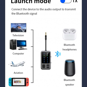 M3 Bluetooth 5.4 AUX transmitter autóhoz, TV-hez és vezeték nélküli fejhallgatóhoz-7