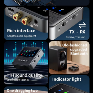 BT200 Bluetooth 5.4 audio adapter 2 fejhallgatóhoz – 2 az 1-ben transmitter és receiver-3