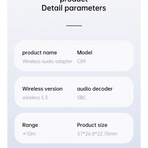 C89 csíptethető Bluetooth 5.3 audio adapter vevő és adó TV-hez, autóhoz és utazáshoz-16