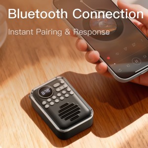 P70 retro mini FM rádió, Bluetooth hangszóró rádióval, teleszkópos antennával és TF kártya támogatással fekete Zsebrádió-8