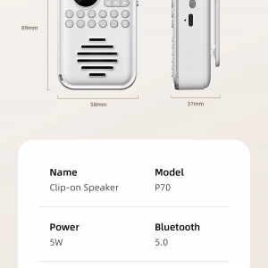 P70 retro mini FM rádió, Bluetooth hangszóró rádióval, teleszkópos antennával és TF kártya támogatással fekete Zsebrádió-3