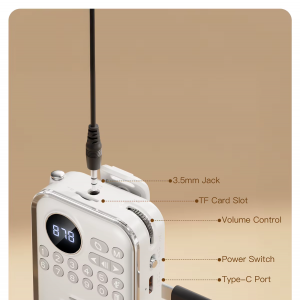 P70 retro mini FM rádió, Bluetooth hangszóró rádióval, teleszkópos antennával és TF kártya támogatással fekete Zsebrádió-2