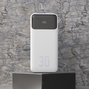 Dudao K15Max 30000mAh PD 22,5 W külső akkumulátor beépített USB-C és Lightning kábelekkel - fehér-1