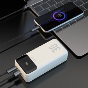 Dudao K15Max 30000mAh PD 22,5 W külső akkumulátor beépített USB-C és Lightning kábelekkel - fehér-5