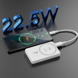 Dudao K14S Mágneses Power Bank 20W 5000mAh 1x USB-A 1x USB-C - Fehér-1