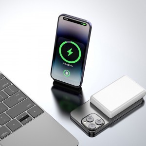 Dudao K14S Mágneses Power Bank 20W 5000mAh 1x USB-A 1x USB-C - Fehér-3