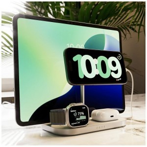 Zens 4 az 1-ben Qi 2.0 60 W USB-C mágneses indukciós töltő ezüst-5