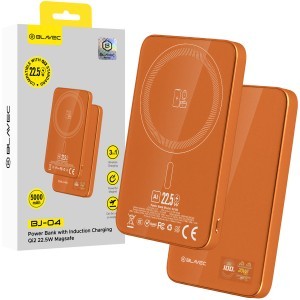 Blavec Power Bank 5000mAh BJ-04 Ultra Slim 7,8mm - Type C - 22,5W magnetic Magsafe 3 in 1 (PBBJ04-MC5O) orange glass