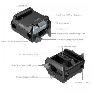 Smallrig 5366 Manfrotto-Type Mount Plate Kit with 15mm Dual Rod Clamp-2