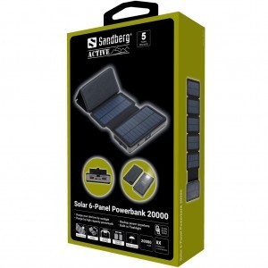 Sandberg napelemes töltő + powerbank. 420-73 Solar 6-Panel Powerbank 20000mAh-4