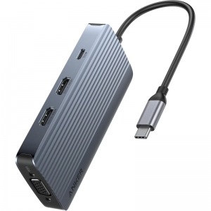 USB-C Hub Anker, 3 x USB-A 3.0 - 2 x USB-C - 2 x HDMI - 1 x VGA, Szürke A83790A2