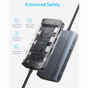 USB-C Hub Anker, 3 x USB-A 3.0 - 2 x USB-C - 2 x HDMI - 1 x VGA, Szürke A83790A2-2