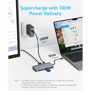 USB-C Hub Anker, 3 x USB-A 3.0 - 2 x USB-C - 2 x HDMI - 1 x VGA, Szürke A83790A2-5